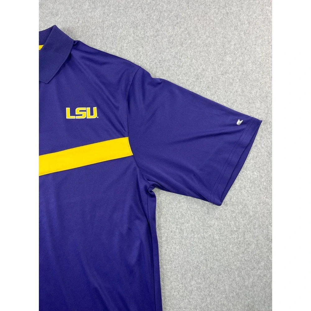 LSU Tigers Polo Shirt Mens 2XT Purple Short Sleeve Colosseum Short Sleeve